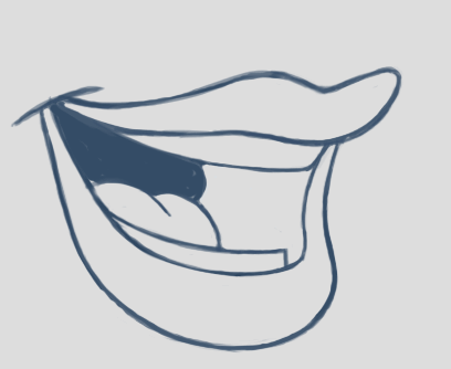 Rhubarb mouth shape D, wide open