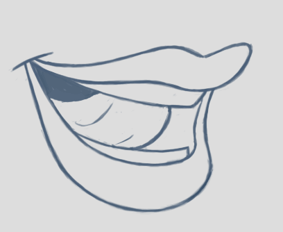 Rhubarb mouth shape H, with the tongue behind the upper teeth